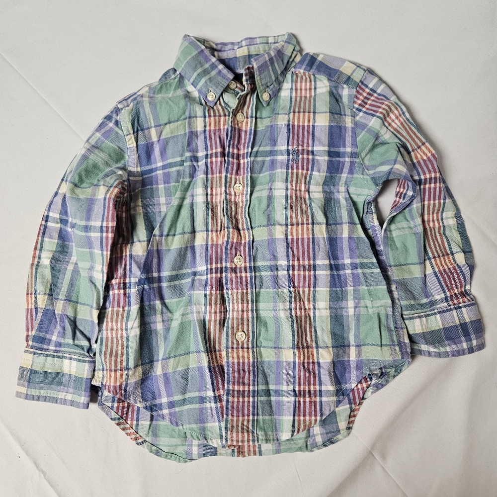 Ralph‎ Lauren 2/2T Long Sleeve Plaid Button-Up Shirt